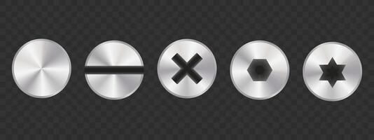 Metallic design icons in various shapes vector