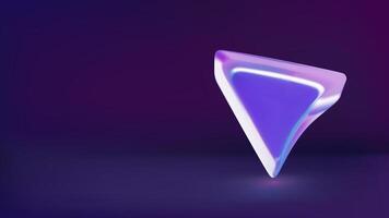 Glass arrow location pointer 3d icon on dark gradient background vector