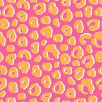 Abstract leopard seamless pattern, flat illustration. Trendy Y2K animal skin stylized background for fabric, textile and wrapping paper. Pink and orange colors. vector