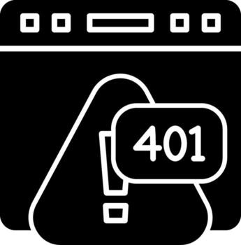 Error 401 Unauthorized Access Attempt Glyph vector