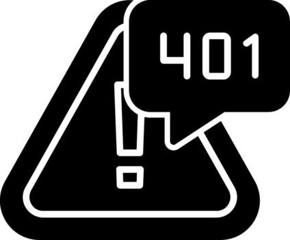 Error 401 Unauthorized Access Glyph vector