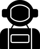 Floating Astronaut in Space Glyph vector