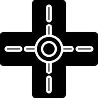 Four Way Road Intersection Glyph vector