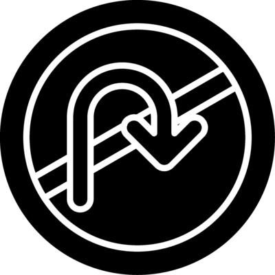 No U Turn Prohibited Sign Glyph