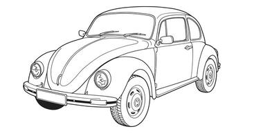 Beloved 1960s Volkswagen Beetle Classic Car Kids Coloring Page vector