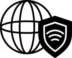 Secured VPN Remote Connection Glyph vector