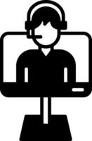 Voice Enabled Virtual Assistant Glyph vector