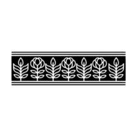 Minimalist Floral Border , Black and White, Repeating Pattern. vector