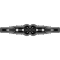 Abstract Tech Circuitry , Minimalist Black White Ornament. vector