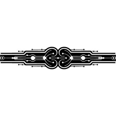 Abstract Tech Circuitry , Minimalist Black White Ornament.