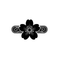 Minimalist Black Cherry Blossom with Ornamental Element. vector