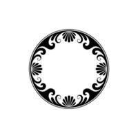 Elegant Black Circular Decorative Frame on White Background. vector