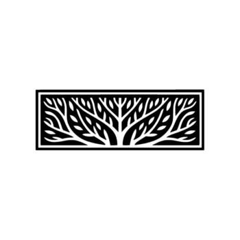 minimalista negro árbol en rectangular marco. vector