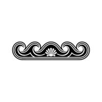 Decorative Wave and Seashell Ornament, Black and White. vector