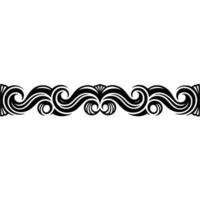 Ornamental Black Swirl Border on White Background, Decorative Element. vector