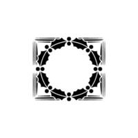 Minimalist Christmas Holly Wreath Frame on White Background. vector