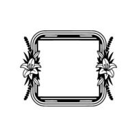 Elegant Floral Frame Border, Black and White, for Invitations and. vector