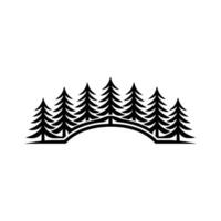Minimalist Forest Scene Black Trees Over Bridge. vector
