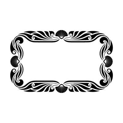 Art Nouveau Frame, Black and White Decorative Border, Illustration.