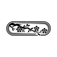 Minimalist Cherry Blossom Branch in Geometric Frame. vector