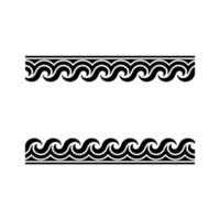 Geometric Wave Border - Black White Decorative Element. vector