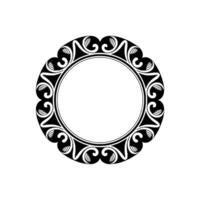 Decorative Circular Frame in Black White, Vintage. vector