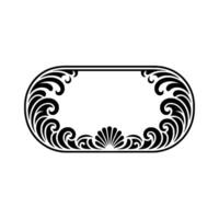 Elegant Black Floral Frame on White - Decorative Oval. vector
