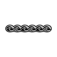 Elegant Wave Border Black White Nautical Element. vector