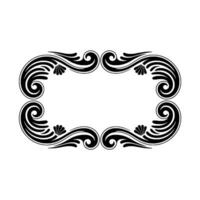Elegant Black Swirl Frame on Cream Background. vector