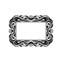 Elegant Black and White Frame with Seashell and Wave Motif. vector