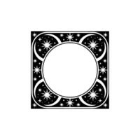 Celestial Frame Black and White Starry for Invitations Branding. vector