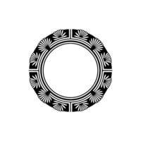 Elegant Black and White Floral Wreath Frame on White Background. vector
