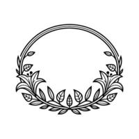 Elegant Floral Oval Frame Black and White for Invitations and Decorations. vector
