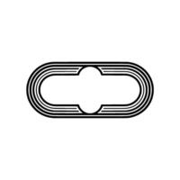 Minimalist Retro Oval Black Lines on White, Element. vector