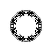 Elegant Black and White Floral Circle Frame - Illustration. vector