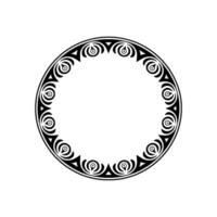 Geometric Circle Frame, Black and White Pattern. vector