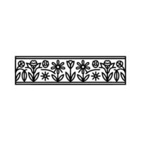 Minimalist Floral Border , Black Line Art, Decorative Element. vector