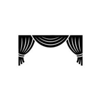 Black Curtain Silhouette on White Background, Minimalist. vector