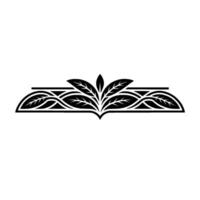 Elegant Botanical Ornament Black Leafy on White. vector