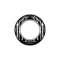 Minimalist Forest Circle - Black and White, Modern. vector