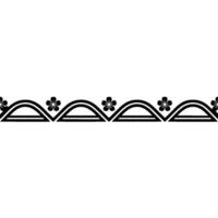 Minimalist Floral Border in Black, Isolated on White Background. vector
