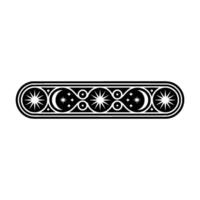 Celestial Border Stars, Crescent Moons, and Ornate Elements on White. vector