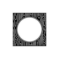 Wood Grain Frame with Blank Circle - Illustration. vector
