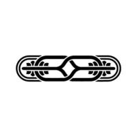 Elegant Intertwined Ornament in Black on White Background. vector