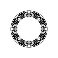 Elegant Black and White Circular Floral Frame, Art Deco. vector