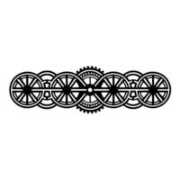Geometric Cogwheel and Wagon Wheel Ornament on White Background. vector