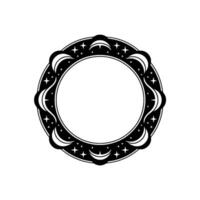 Celestial Circle Frame Moon Star Border, Minimalist. vector