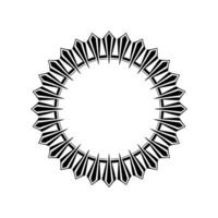 Geometric Black White Circular Ornament, Art Deco Style, Isolated on White. vector