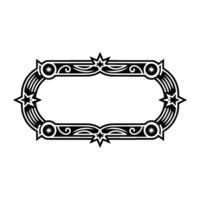 Ornate Black Frame with Stars and Swirls on White. vector