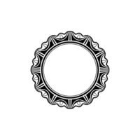 Elegant Black White Circular Frame on White Background. vector